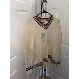 Robe Di Kappa Men's Size Large Sweater White Mastice 100% Wool Long Sleeve